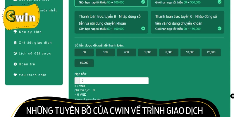 Những cam kết từ đơn vị khi hội viên yêu cầu nạp tiền